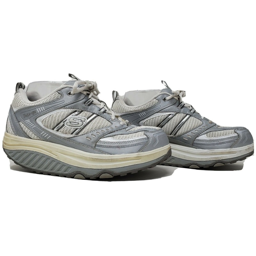 WOMENS SKECHERS SHAPE UPS WHITE MESH WALKING SHOES